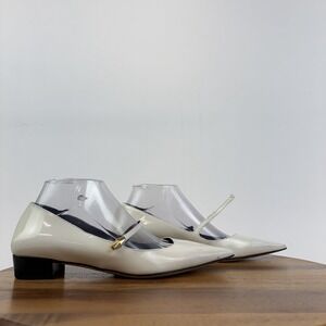 Womens Jimmy Choo Carolyn White Patent Leather Mary Jane Flats Size EU 38 GUC